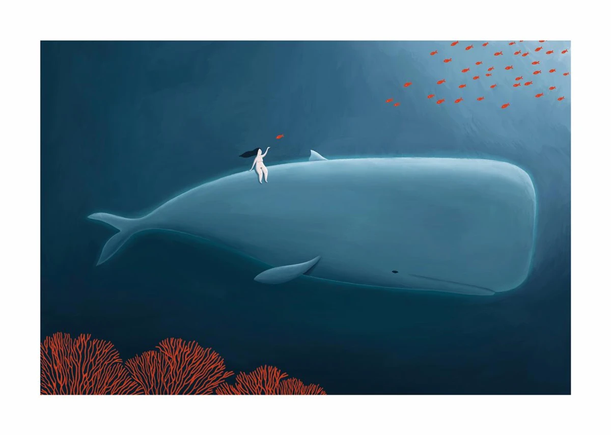 Il·lustració d’una balena blava
